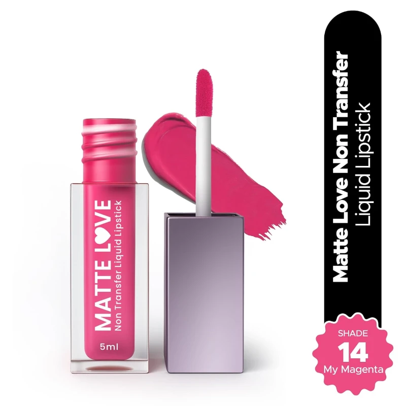 Hilary Rhoda Matte Love Non Transfer Liquid Lipstick | Lightweight & Matte Finish | Waterproof Lipstick for Women | Long Lasting & Non-Drying Lipstick | 5ml (My Magenta - Shade 14) thumbnail 2